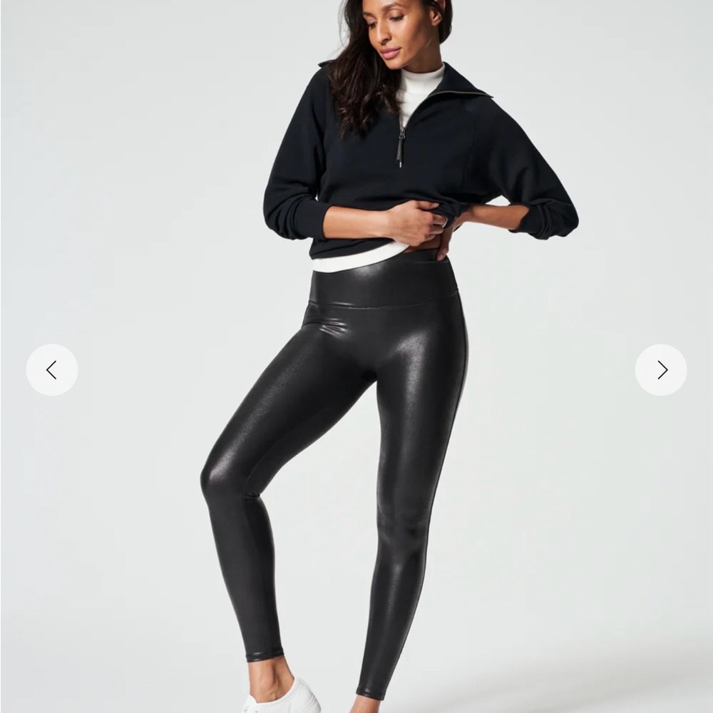 SPANX Faux Leather Black Leggings.  *NEVER WORN